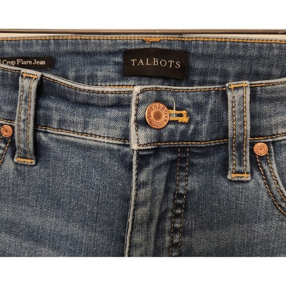 Talbots Jeans Womens 8P Petites Mid-Rise Crop Flare Medium Wash Blue Denim EUC - Picture 5 of 15